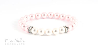 swarovski white-pastel rose nemesacél karkötő