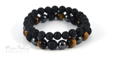 lávakő-tigrisszem-hematit ásványkarkötő szett