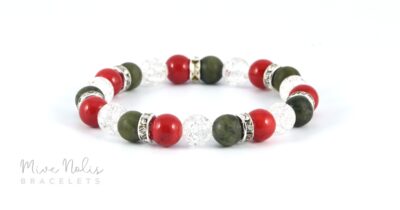 jade-hegyikristály nemesacél ásványkarkötő