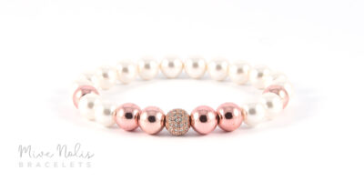 rose gold hematit-kagylógyöngy-cirkónia ásványkarkötő