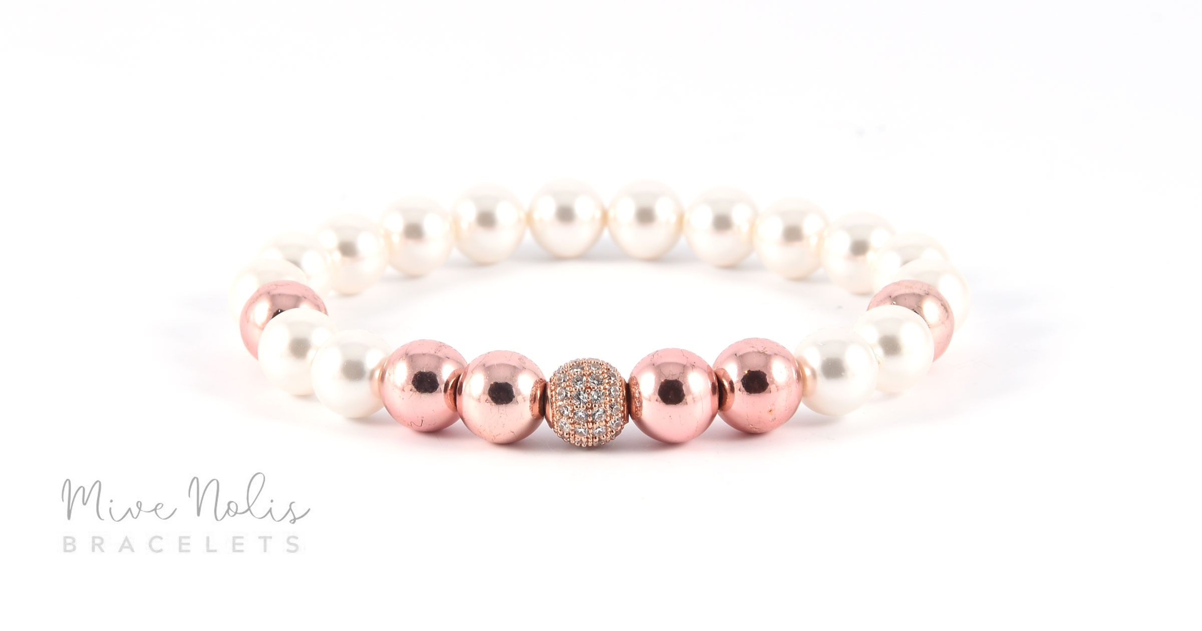 rose-gold-hematit-kagylogyongy-cirkonia-asvanykarkoto rose gold hematit-kagylógyöngy-cirkónia ásványkarkötő